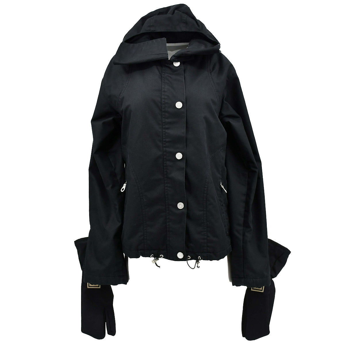 Luxury Chanel Sport Line Zip Up Hooded Jacket Black 02A #40