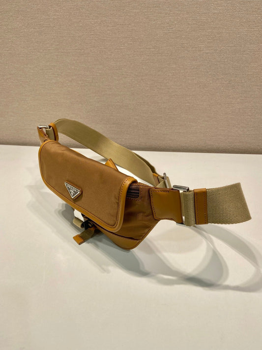 Luxury PradaBELT BAG 18 IN SEPIA BROWN RE-NYLON AND CALFSKIN TRIM