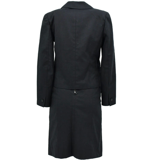 Luxury Chanel Setup Suit Jacket Skirt Black 98S #36