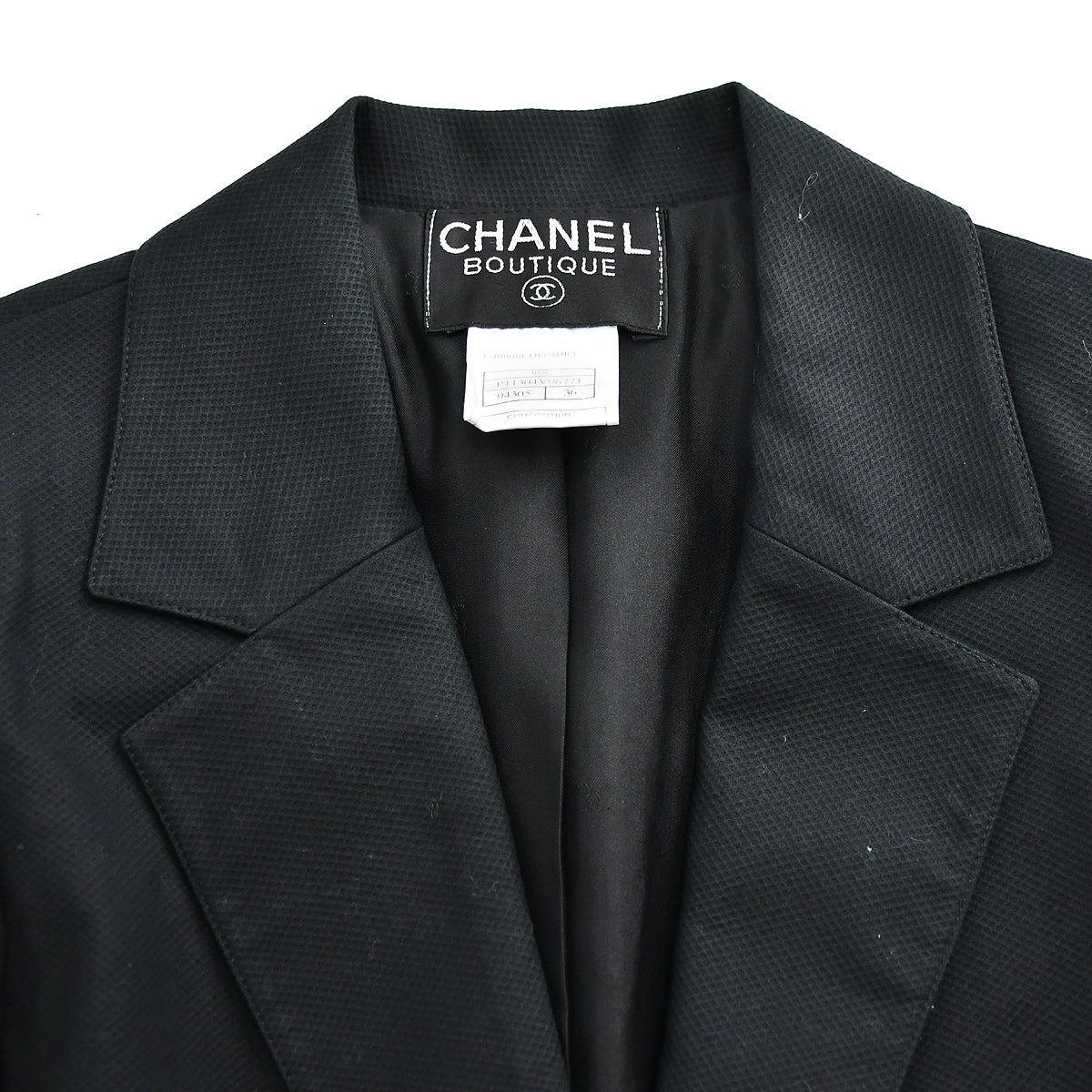 Luxury Chanel Setup Suit Jacket Skirt Black 98S #36