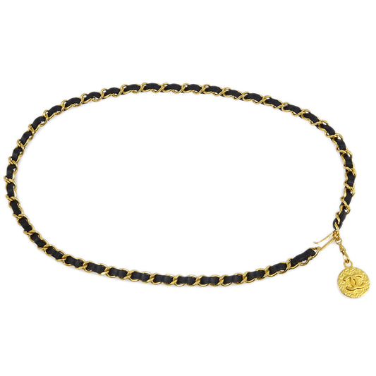 Luxury Chanel Medallion Chain Belt Black 1982 Small New