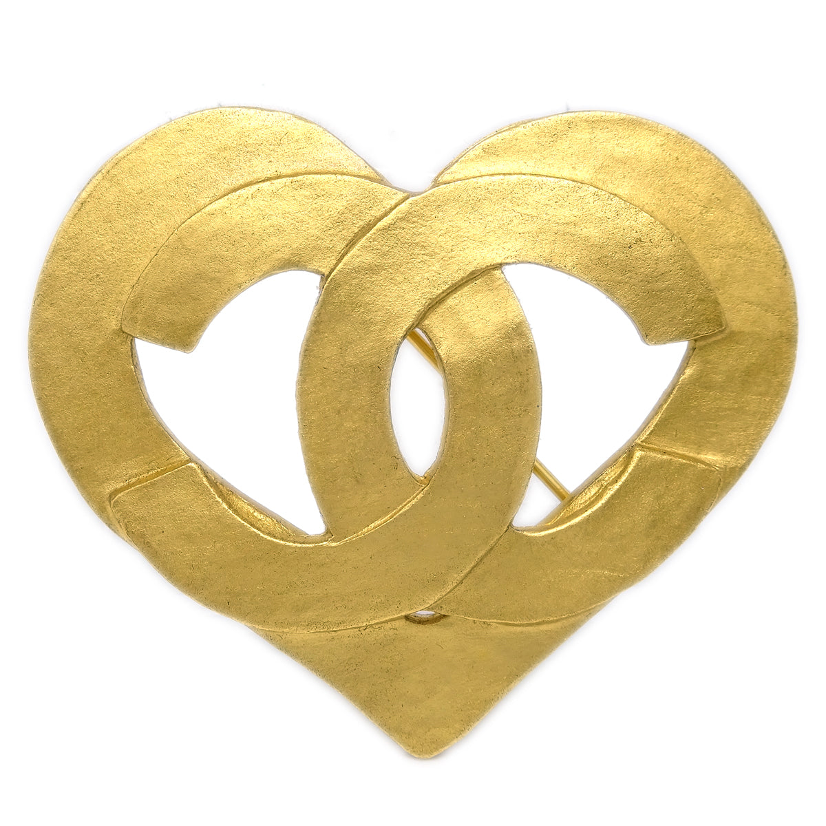 Luxury Chanel Heart Brooch Gold 95P