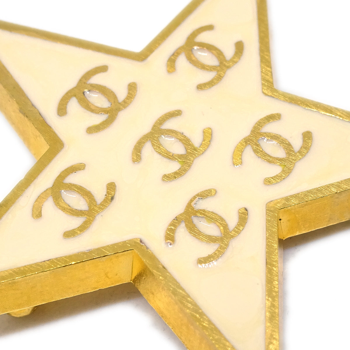 Luxury Chanel Star Brooch Pin White 01P