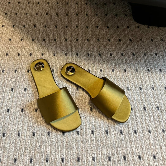 Luxury Saint Laurent SL CARLYLE SLIPPERS MUSTARD SATIN