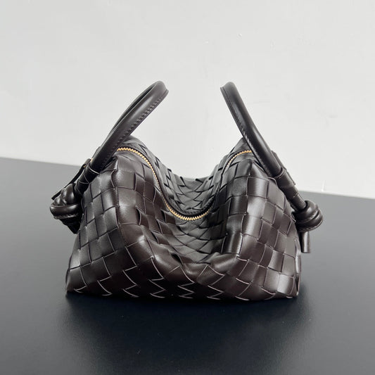 Luxury Bottega Veneta BV Loop Top Handle 19cm Chocolate Lambskin