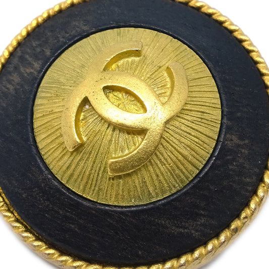 Luxury Chanel Button Earrings Clip-On Black 94P