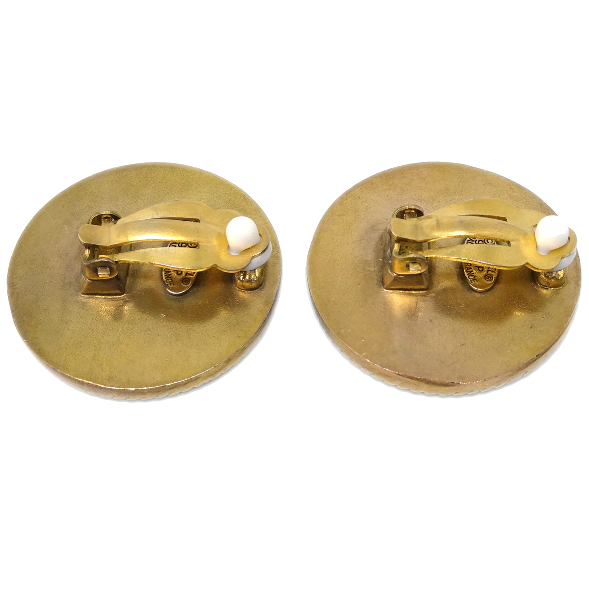 Luxury Chanel Button Earrings Clip-On Black 94P