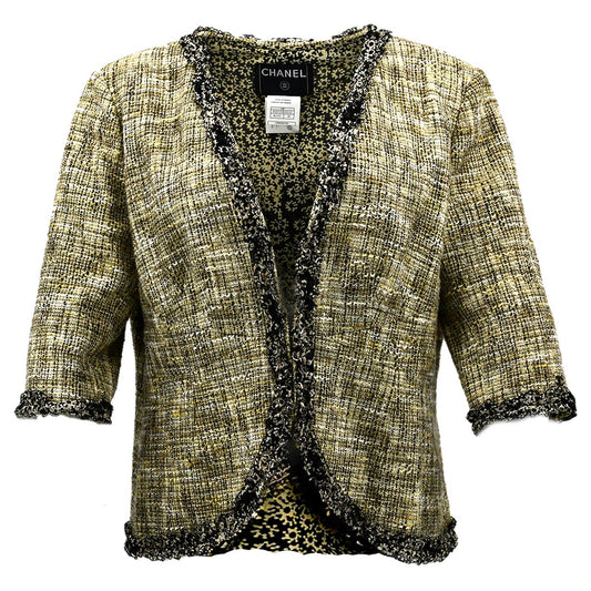 Luxury Chanel Collarless Jacket Beige 03P #48