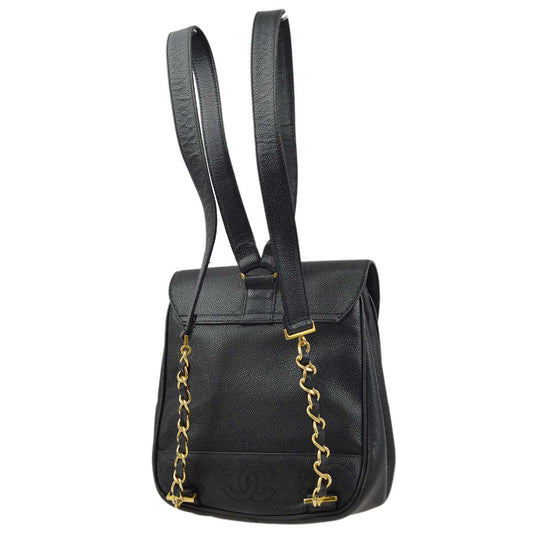 Luxury Chanel 1996-1997 Black Caviar Triple CC Backpack