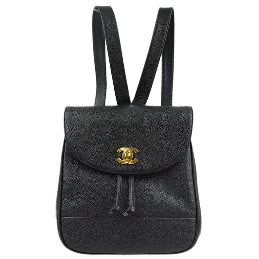 Luxury Chanel 1996-1997 Black Caviar Triple CC Backpack
