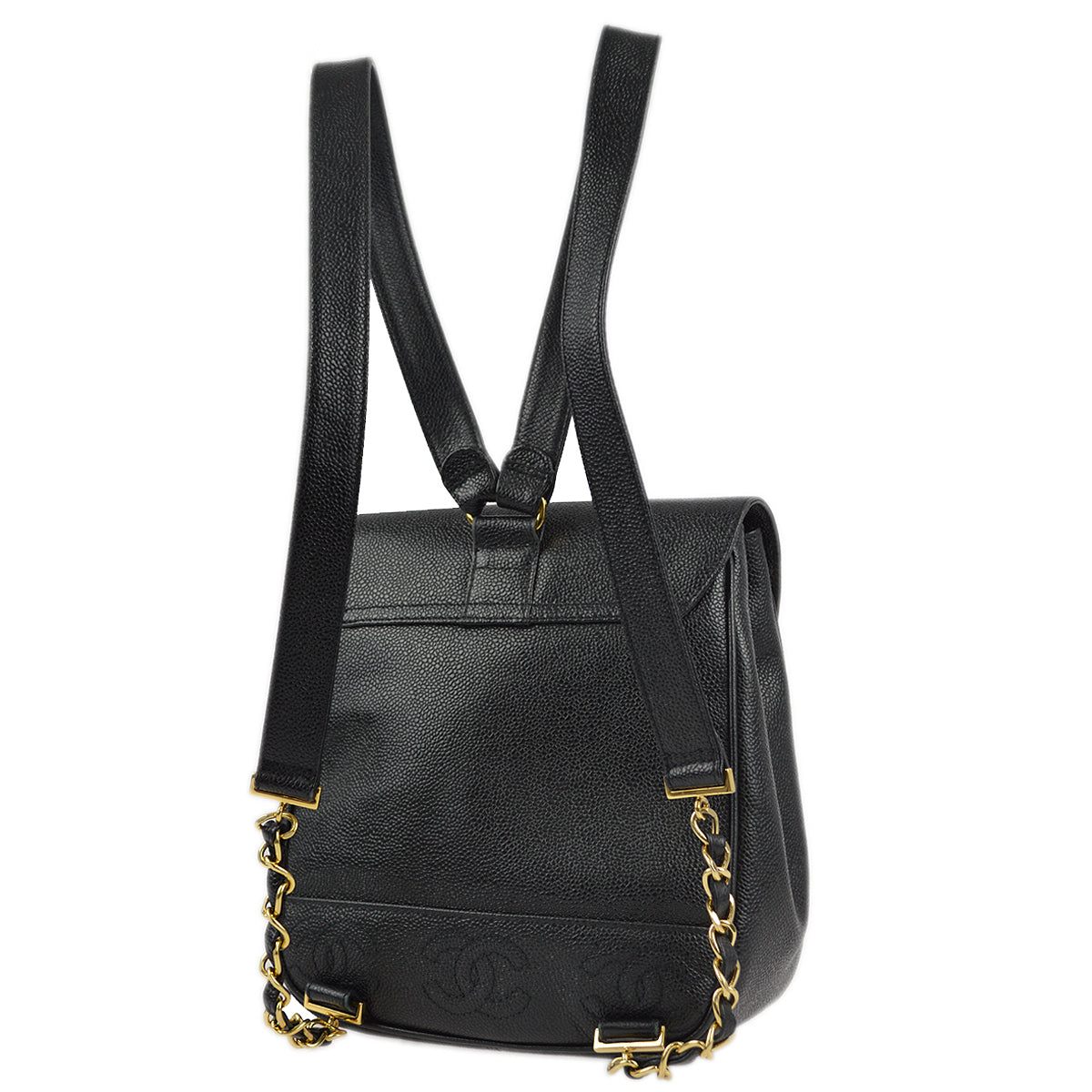 Luxury Chanel 1996-1997 Black Caviar Triple CC Backpack
