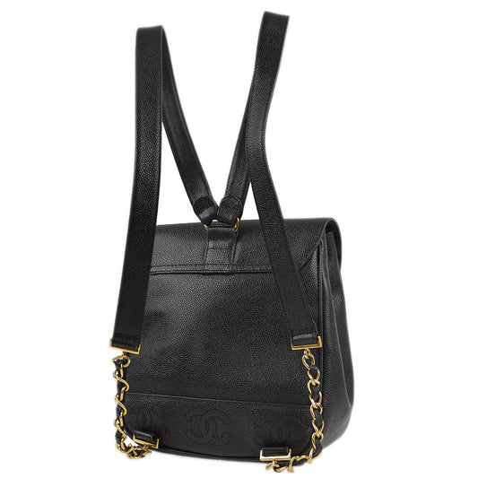 Luxury Chanel 1996-1997 Black Caviar Triple CC Backpack
