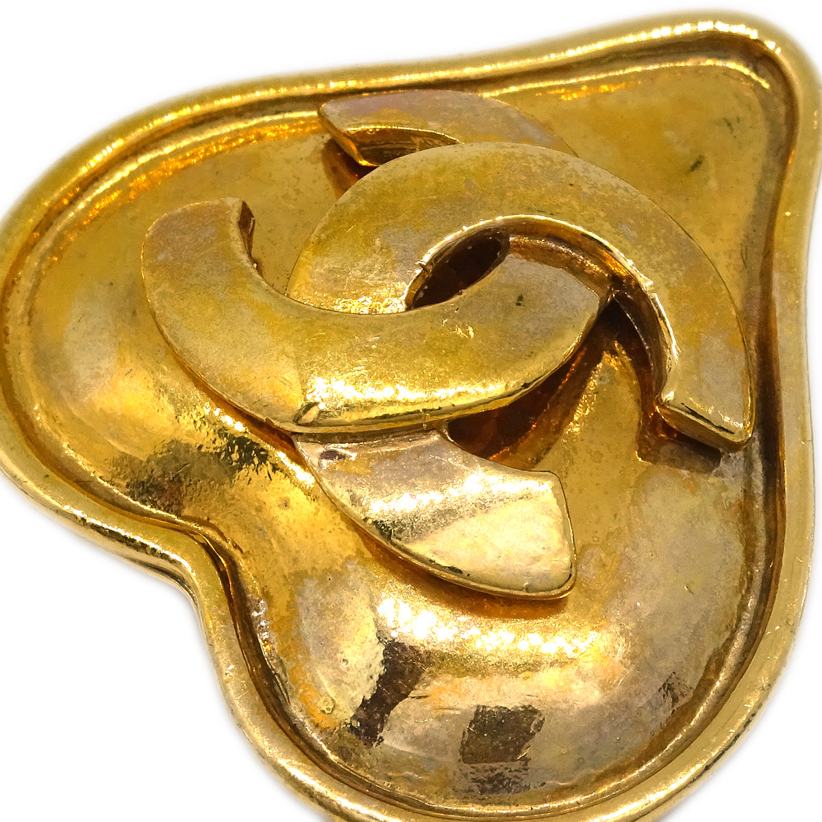 Luxury Chanel Gold Heart Earrings Clip-On 95P