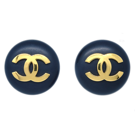 Luxury Chanel Black Button Earrings Clip-On 24