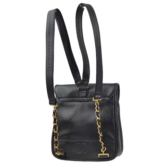 Luxury Chanel 1996-1997 Black Caviar Triple CC Backpack