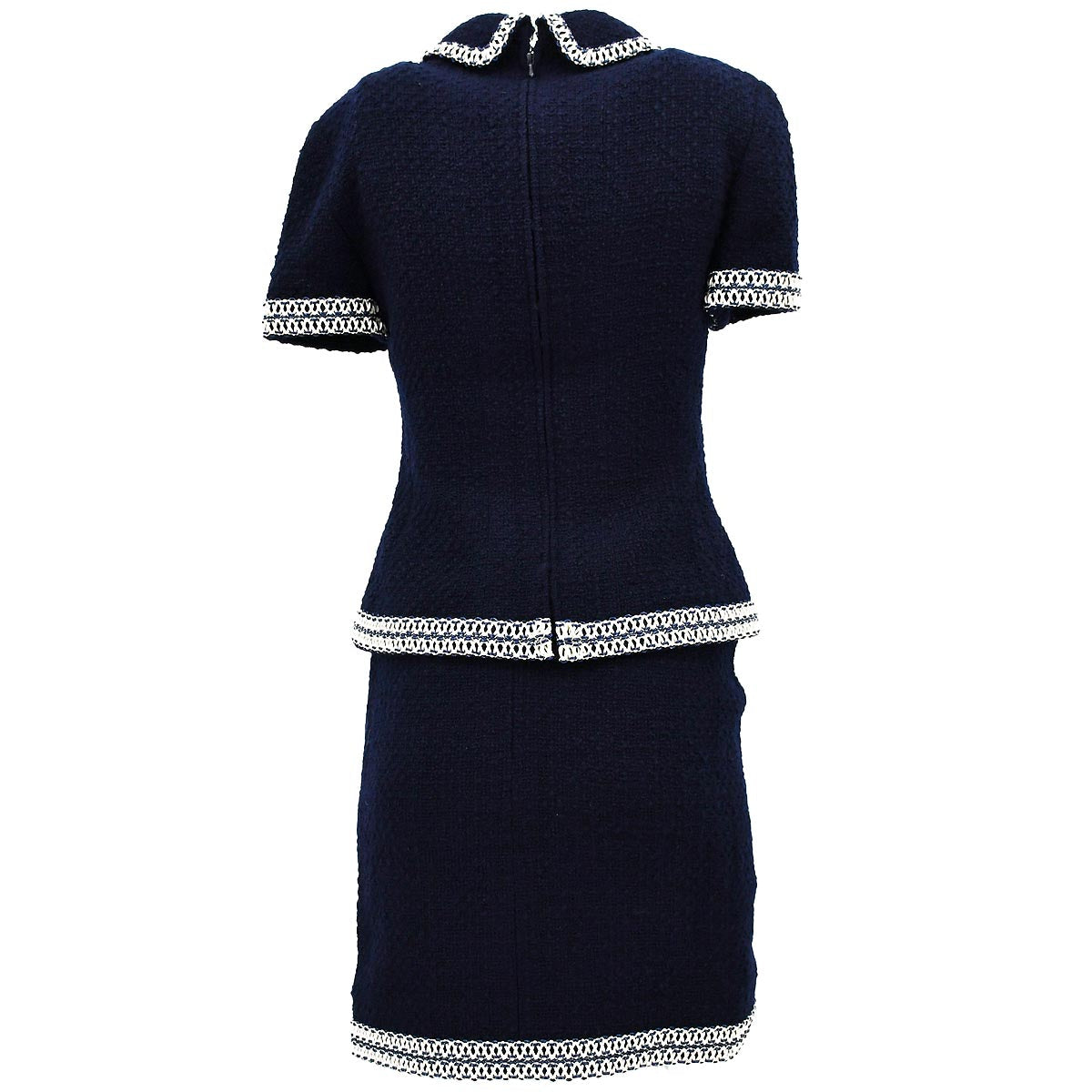 Luxury Chanel Setup Suit Jacket Skirt Navy 94P #38