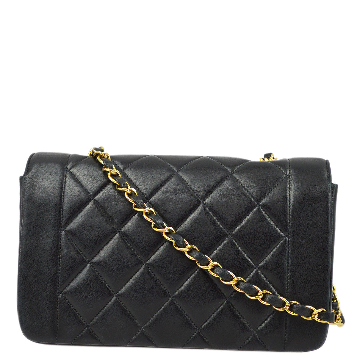Luxury Chanel 1996-1997 Black Lambskin Small Diana Shoulder Bag