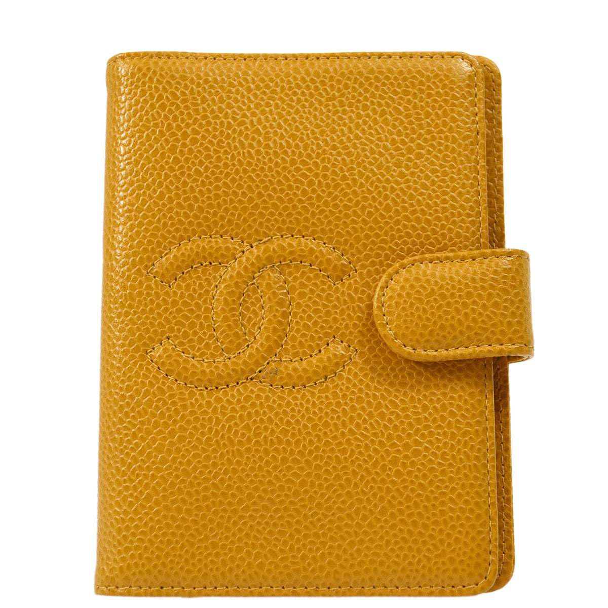 Luxury Chanel 2001-2003 Yellow Caviar Note Book Cover Small New