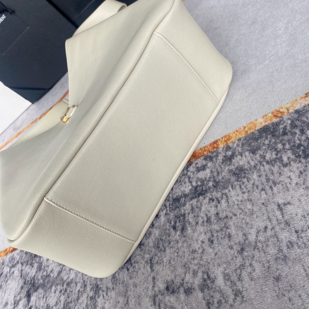 Luxury Saint Laurent le 5a7 large 30cm white calfskin