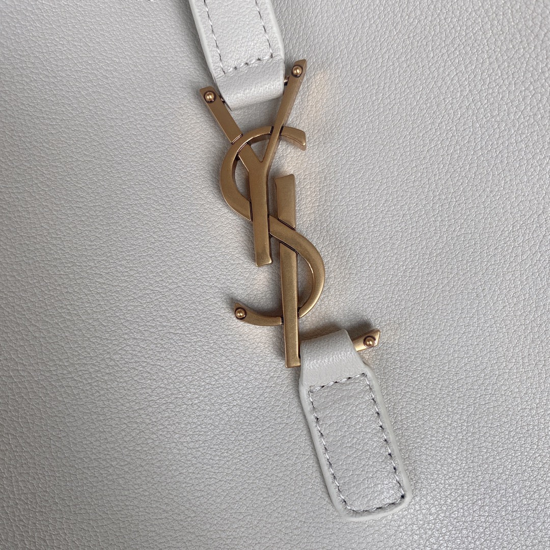 Luxury Saint Laurent le 5a7 large 30cm white calfskin