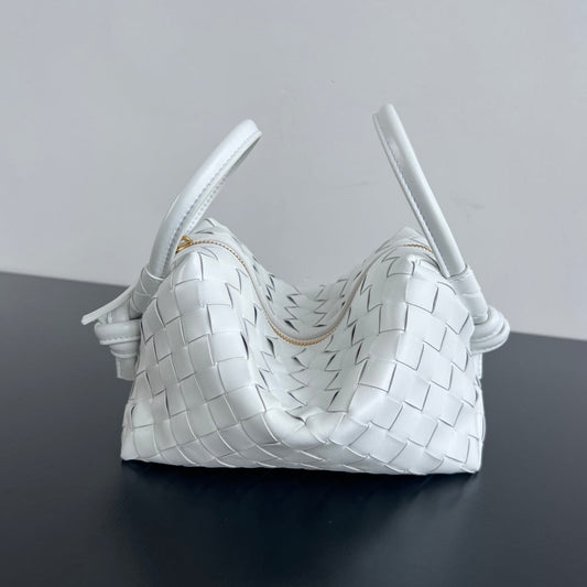 Luxury Bottega Veneta BV Loop Top Handle 19cm White Lambskin