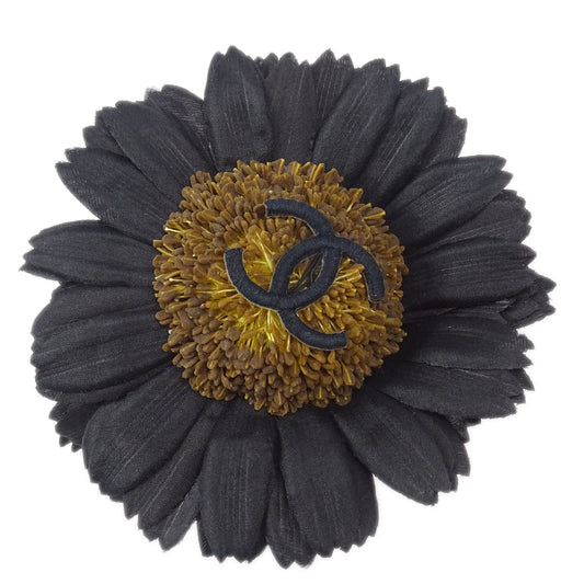 Luxury Chanel Sunflower Brooch Pin Black