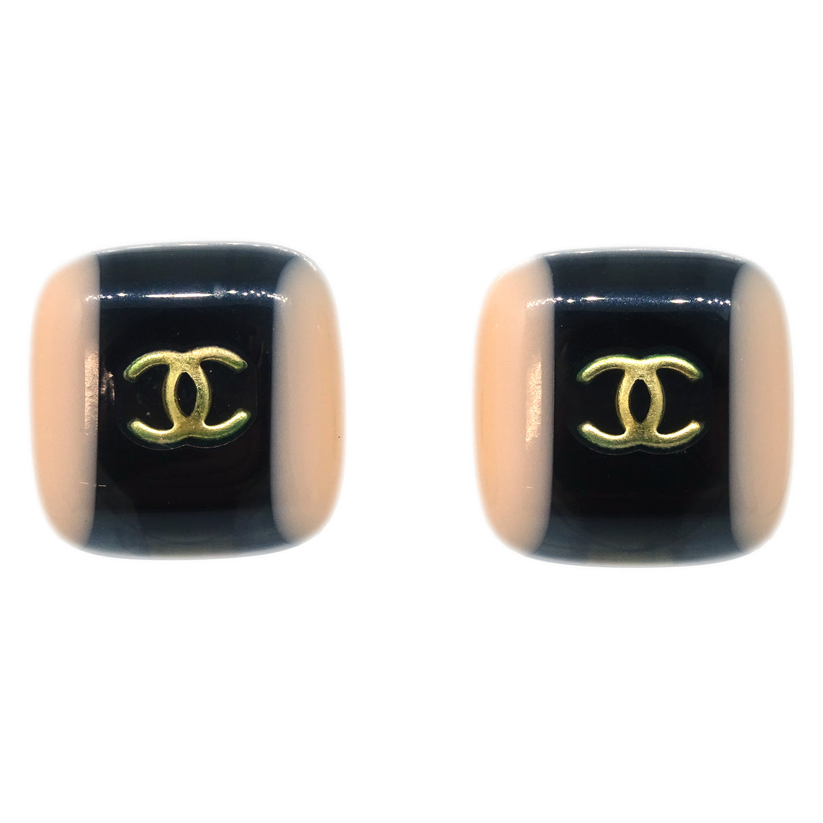 Luxury Chanel Square Earrings Clip-On Black 01A