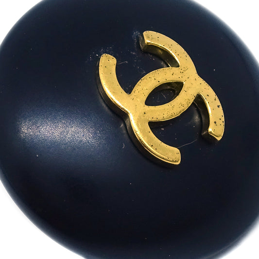 Luxury Chanel Black Button Earrings Clip-On 95P
