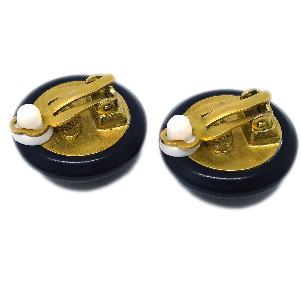 Luxury Chanel Black Button Earrings Clip-On 95P