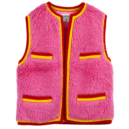 Luxury Chanel Sleeveless Fur Vest Jacket Pink