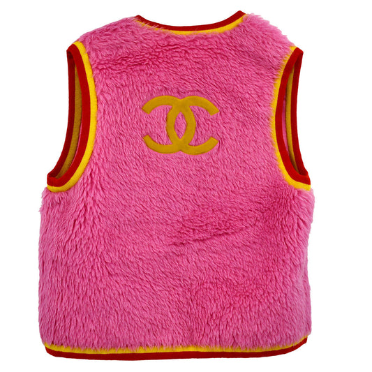Luxury Chanel Sleeveless Fur Vest Jacket Pink
