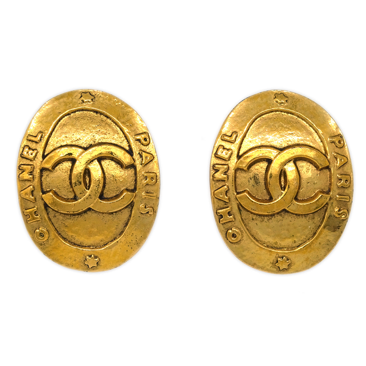Luxury Chanel Oval Earrings Clip-On Gold 28/2841