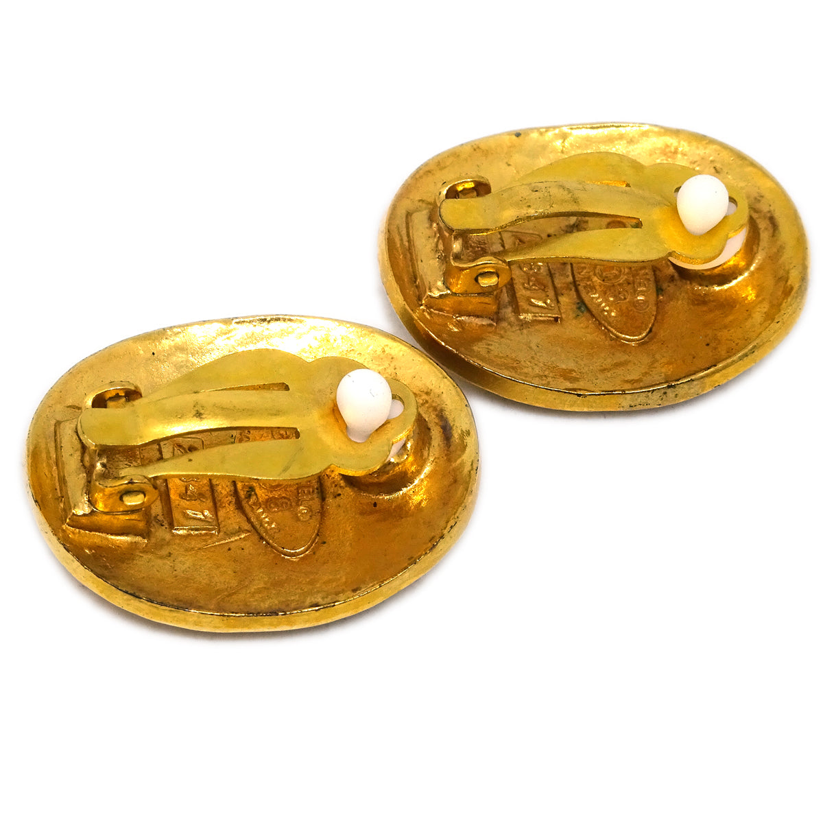 Luxury Chanel Oval Earrings Clip-On Gold 28/2841