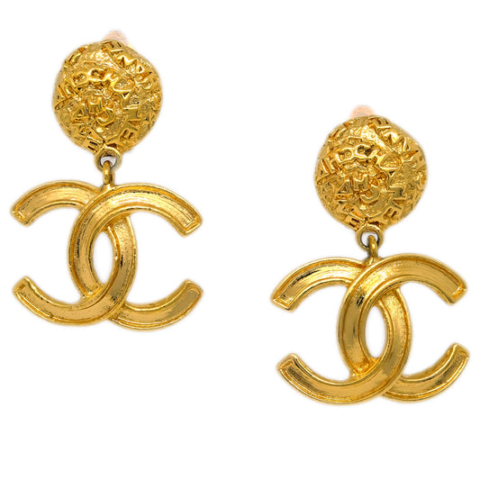 Luxury Chanel Gold Dangle Earrings Clip-On 95A