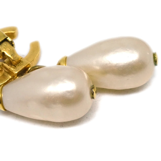 Luxury Chanel Artificial Pearl Dangle Earrings Clip-On 95P