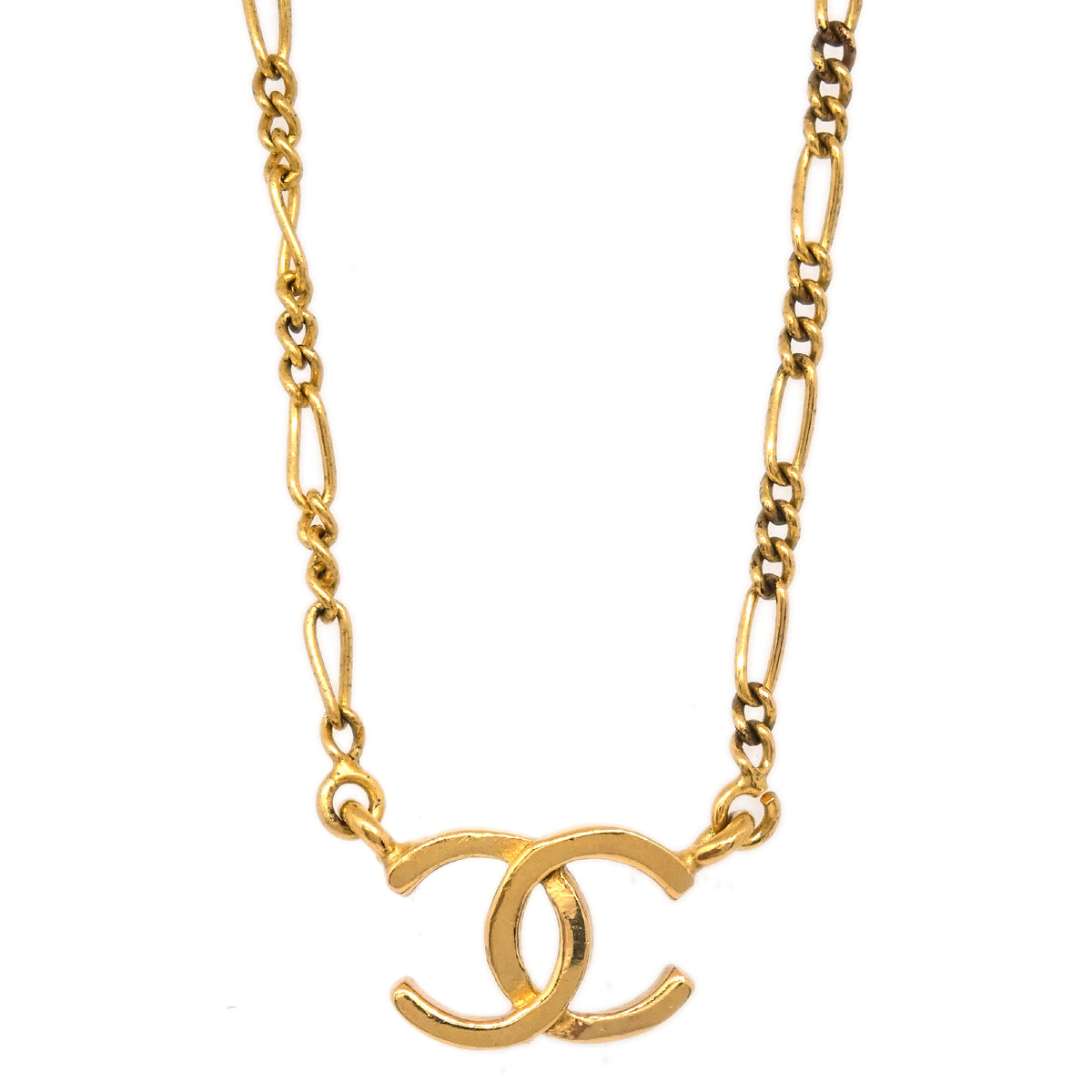 Luxury Chanel CC Chain Pendant Necklace Gold 1982