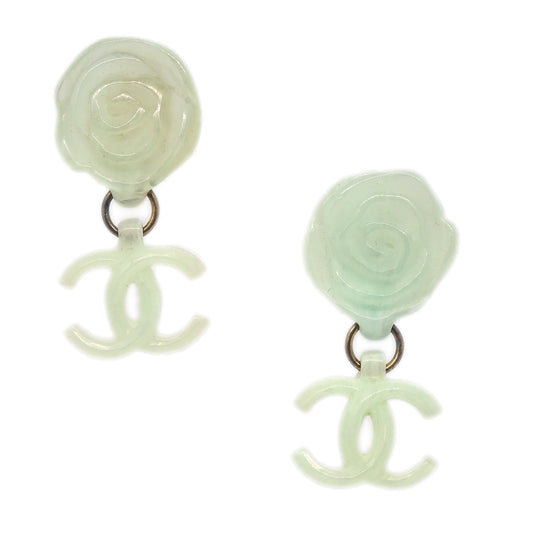 Luxury Chanel Dangle Earrings Clip-On Light Green 02P