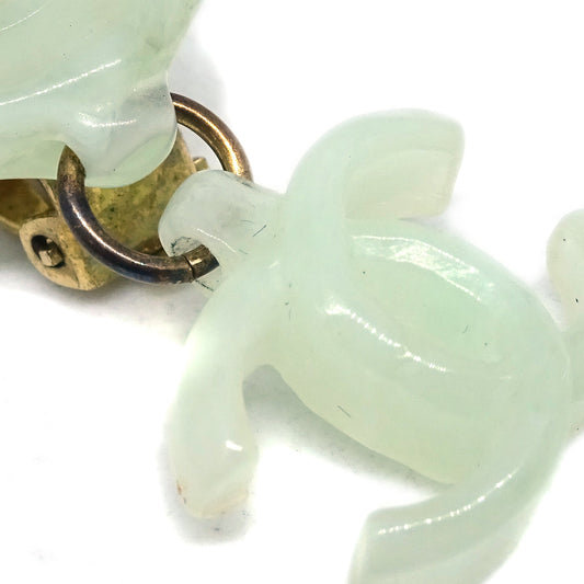 Luxury Chanel Dangle Earrings Clip-On Light Green 02P