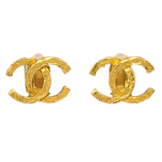 Luxury Chanel Gold CC Earrings Clip-On