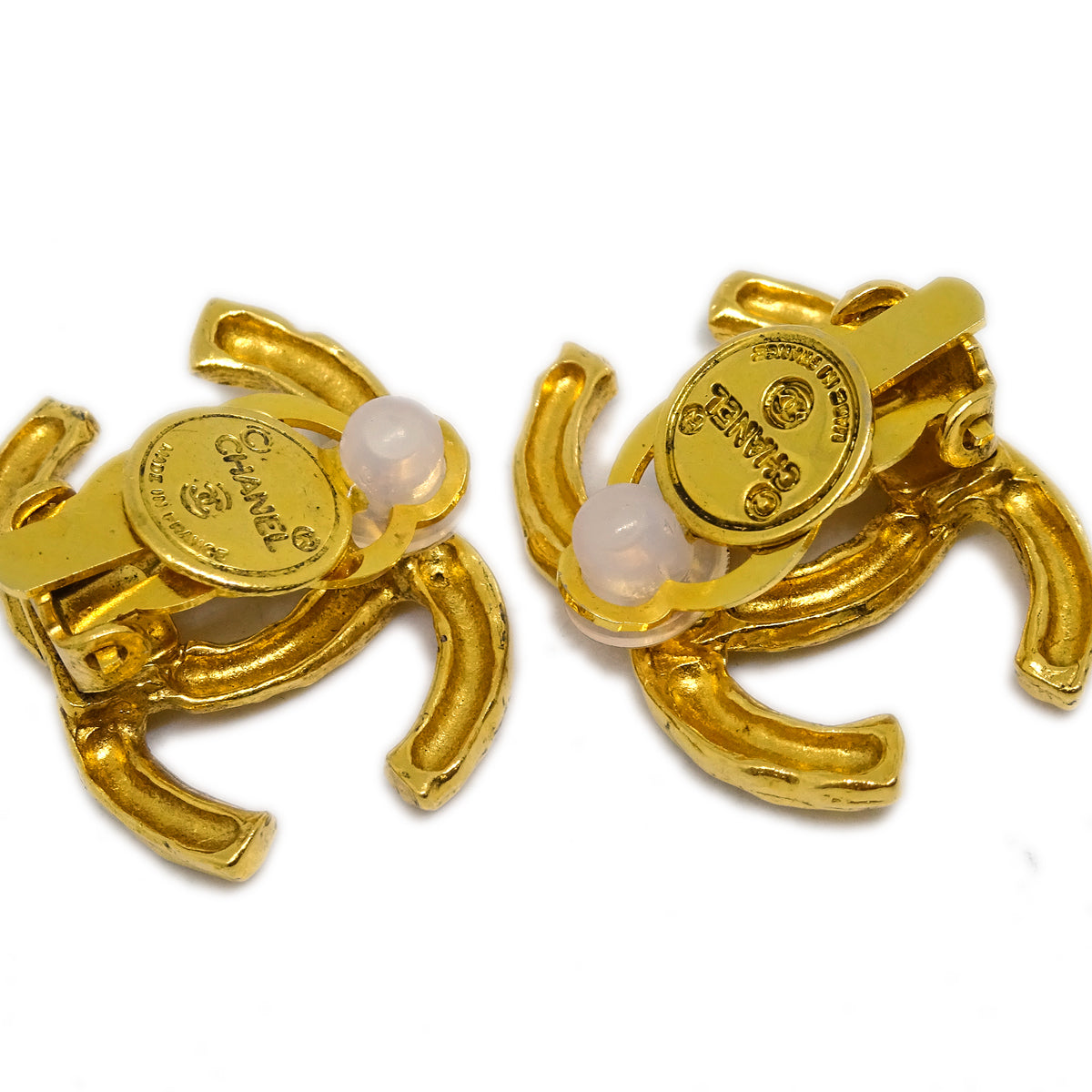 Luxury Chanel Gold CC Earrings Clip-On