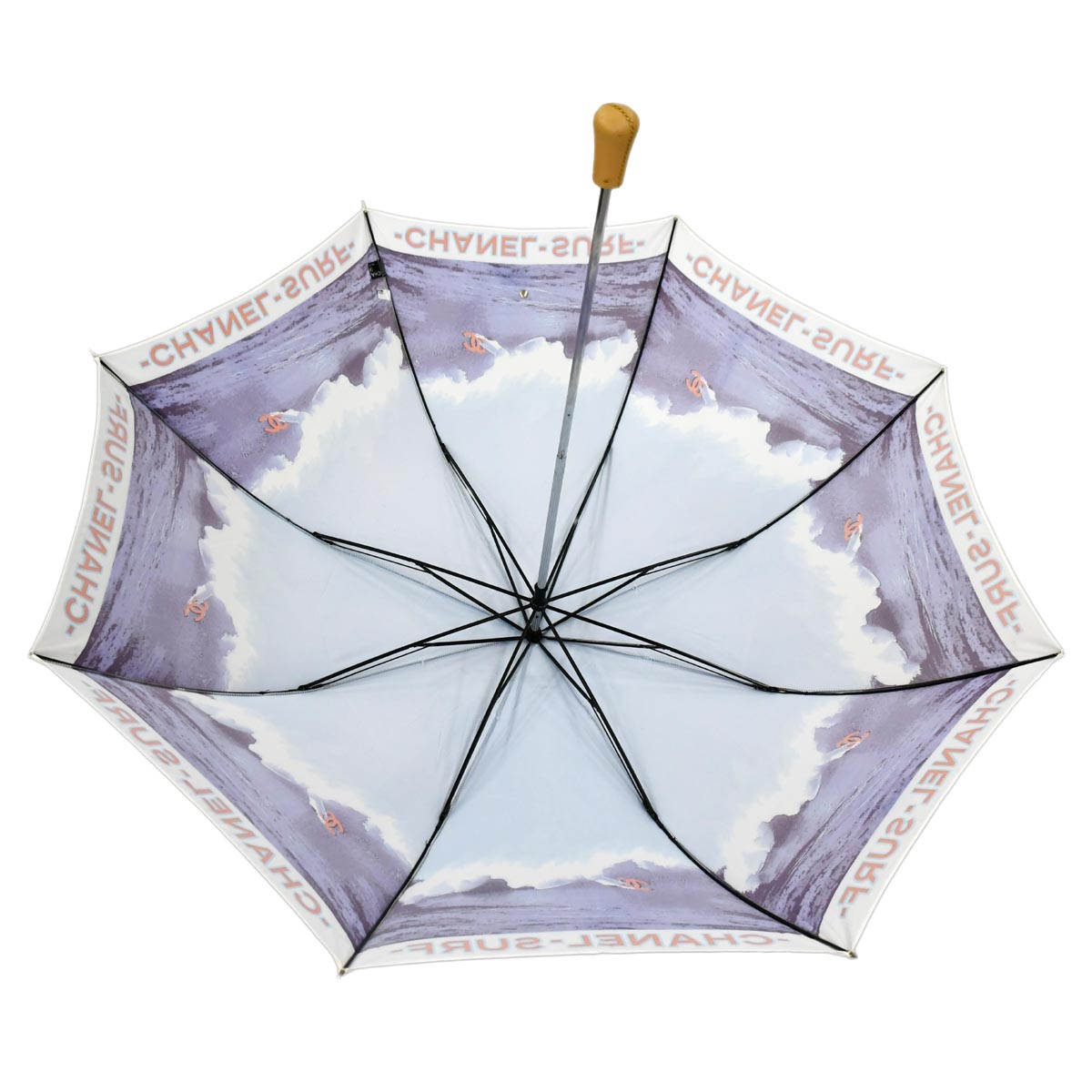 Luxury Chanel Blue Surf Line Umbrella Small New