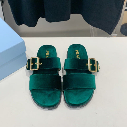 Luxury PradaSLIDES SANDALS OCEAN VELVET