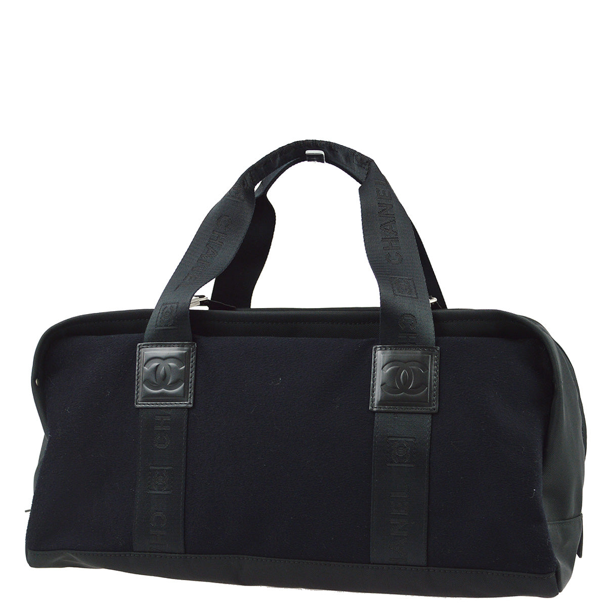 Luxury Chanel 2004-2005 Black Felt Nylon Sport Line Gym Handbag