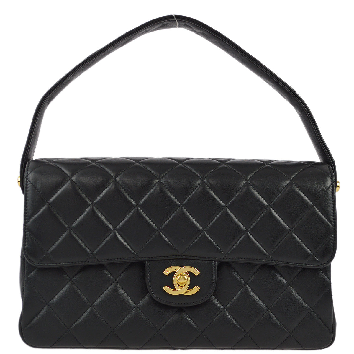 Luxury Chanel 1994-1996 Black Lambskin Double Sided Classic Flap Handbag