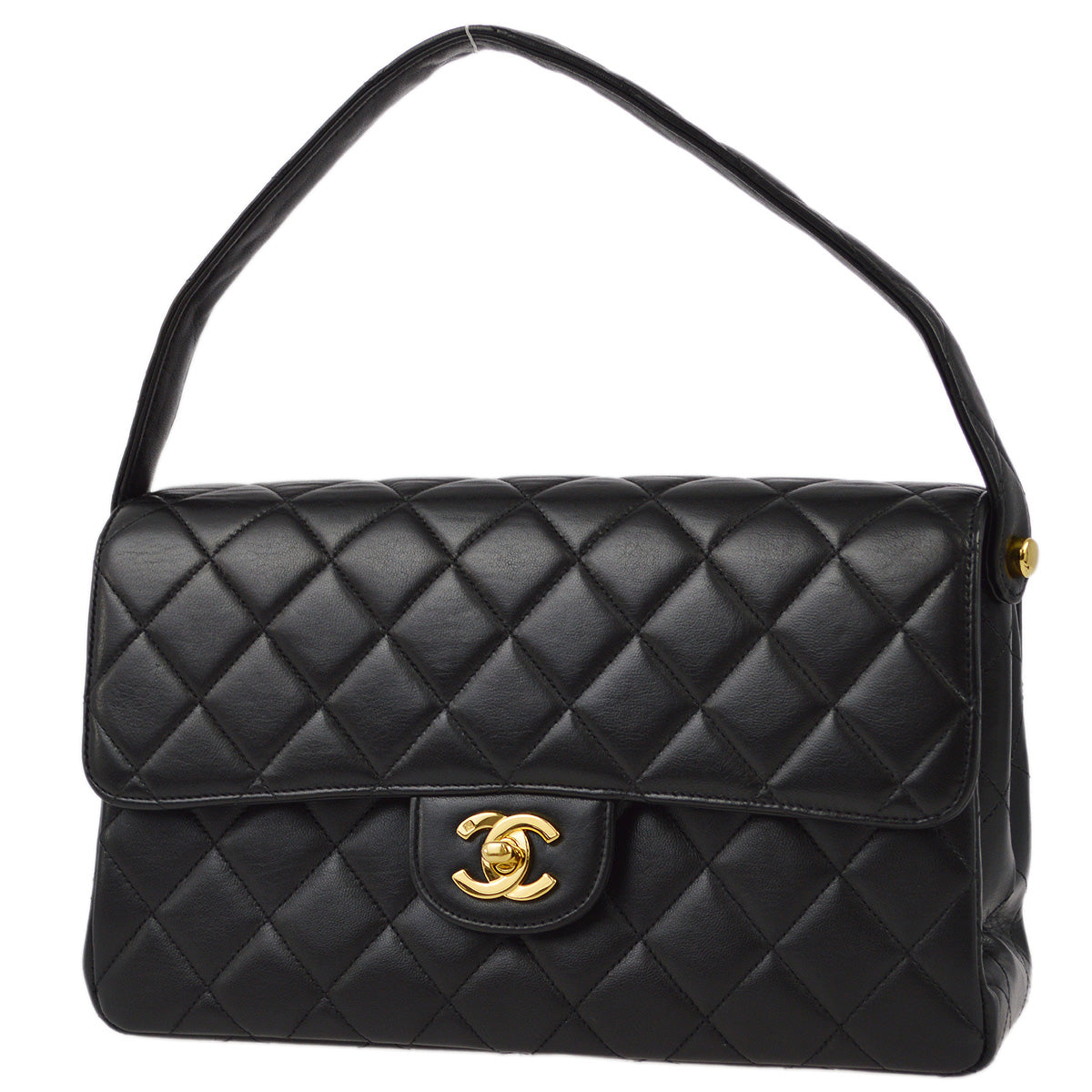 Luxury Chanel 1994-1996 Black Lambskin Double Sided Classic Flap Handbag