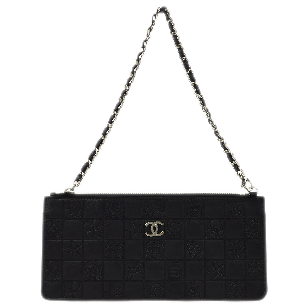 Luxury Chanel 2004-2005 Black Lambskin Icon Chain Handbag