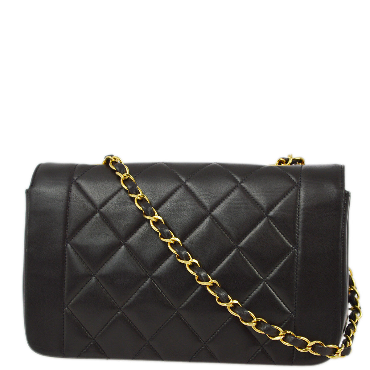Luxury Chanel 1994-1996 Black Lambskin Small Diana Shoulder Bag