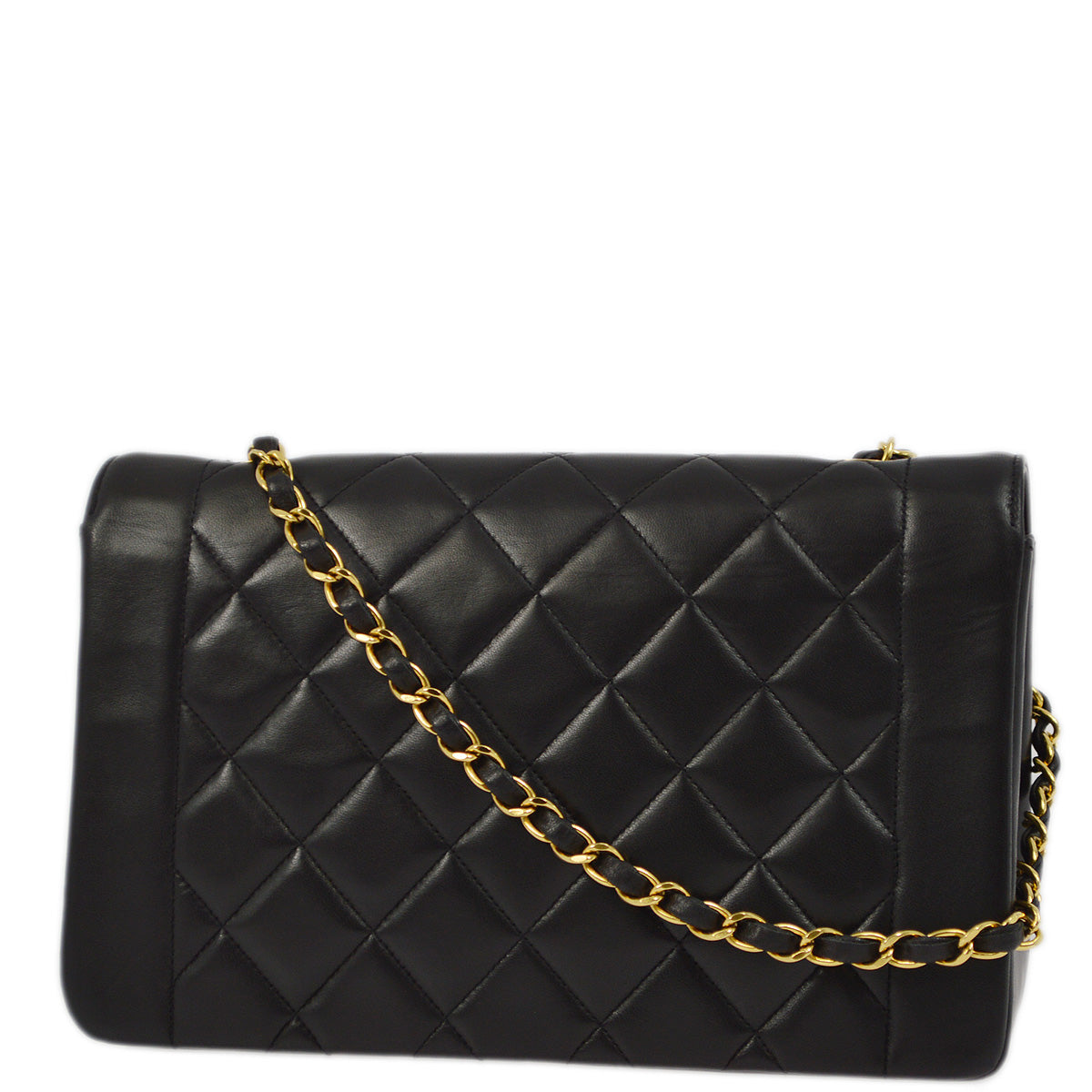 Luxury Chanel 1991-1994 Black Lambskin Medium Diana Shoulder Bag