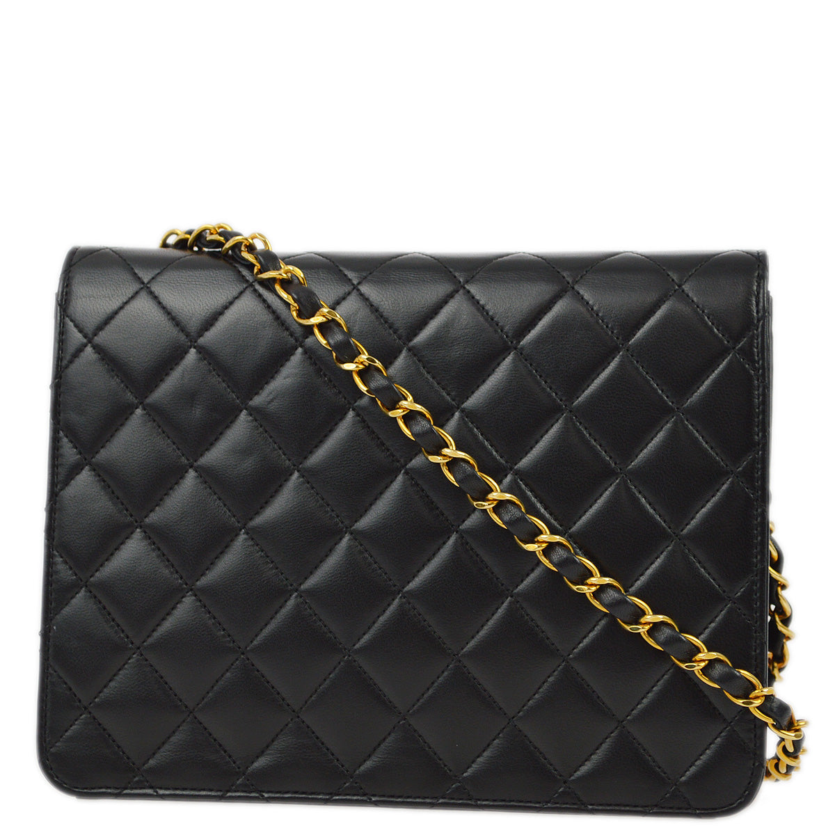 Luxury Chanel 2005-2006 Black Lambskin Turnlock Small Half Flap Shoulder Bag