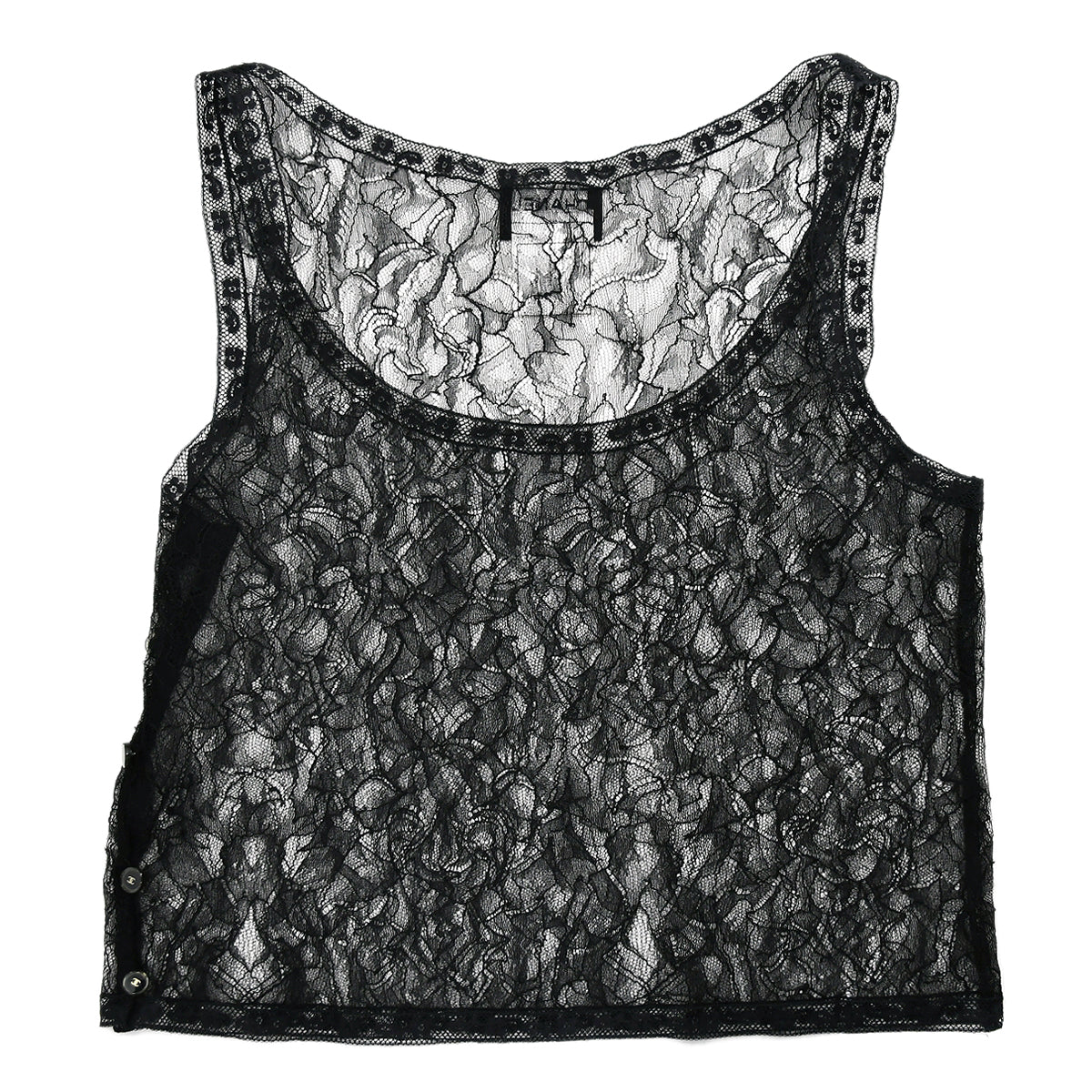 Luxury Chanel Sleeveless Lace Tops Black 00T #36